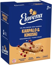 Elovena 10X30g Karpalo-Kinuski Täysjyvä Välipalakeksi 100% Kauraa (6411200111528)
