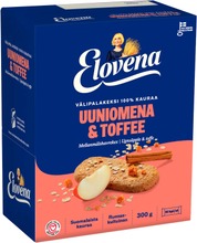 Elovena 10X30g Uuniomena-Toffee Välipalakeksi 100% Kauraa (6411200211969)