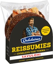 Oululainen Reissumies Eväsleipä 130G Tosi Tumma Savulohi Lohi-Punasipuli-Remoulade Täytetty Täysjyväruisleipä (6413467459504)