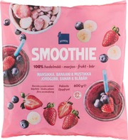 Smoothiehedelmät. Mansikka, Banaani, Mustikka. Pakaste. (6414893107007)