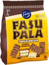 Fazer Fasupala Tuplasuklaa 215G N. 25Kpl Maitosuklaalla Kuorrutettuja Vohvelikeksipaloja, Joissa Valkosuklaatäytettä (6416453073708)