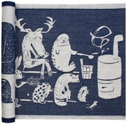 Lapuan Kankurit Eläinten Sauna Laudeliina Valko-Sininen Pellava-Puuvilla 46X150cm (6417695612526)
