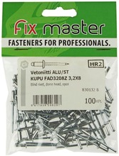 Fix Master Vetoniitti Alumiini Kupukanta 3,2X8 100Kpl (6417926296297)