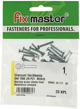 Fix Master Uraruuvi Kupukanta Pz1 M3x20 Sinkitty (6417926520613)