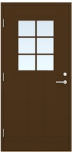 Ulko-Ovi Lasiaukollinen Uor 6-Ruutua 9X21 Rr32 Ruskea Vasen, Karmi 115 Mm, Kynnys Koivu Öljytty (6419261702228)