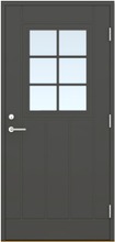 Ulko-Ovi Lasiaukollinen Uor 6-Ruutua 9X21 Rr23 Harmaa Oikea, Karmi 115 Mm, Kynnys Koivu Öljytty (6419261702310)