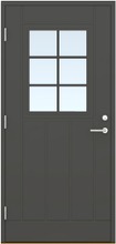 Ulko-Ovi Lasiaukollinen Uor 6-Ruutua 10X21 Rr23 Harmaa Vasen, Karmi 115 Mm, Kynnys Koivu Öljytty (6419261702341)