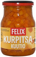 Felix Kurpitsasalaatti, Kurpitsakuutioita Mausteliemessä 380/250G (6424908114814)