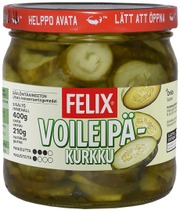Felix Voileipäkurkku Ohut Koruviipaloituja Kurkkuja Mausteliemessä 400/210G (6424908451209)