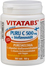 Vitatabs Puru-C 500 Mg Pureskeltava C-Vitamiini-Bioflavonoiditabletti 100 Tabl (6428300006180)