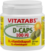 Vitatabs D-Caps 100 D3-Vitamiinikapseli 200 Kaps (6428300006357)