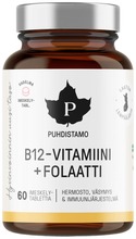 Puhdistamo B12-Vitamiini + Folaatti, Vadelma 60 Kaps (6430039222885)