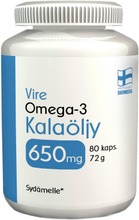 Vire Kalaöljyvalmiste Omega-3 Kalaöljy 650 Mg 80 Kapselia / 72 G