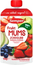 Semper Fruktmums Mansikka 110G, Omena, Mansikka & Mustikka Hedelmäsose Alk. 6 Kk (7310100708885)