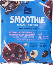 Smoothiehedelmät Ja -Marjat Mustikka, Mustaherukka, Karhunvatukka, Banaani. Pakaste. (7340011425014)