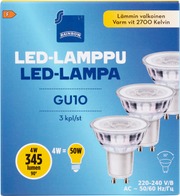 Rainbow Led-Kohdelamppu 1,6W Gu10 2700K 350Lm 3Kpl (7340011489443)
