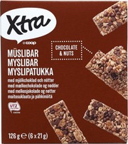 Maitosuklaan Paloja, Paahdettuja Maapähkinöitä Ja Hasselpähkinän Paloja Sisältävä Myslipatukka. (7340191104624)