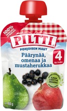 Piltti Pohjoisen Maut 90G Päärynää, Omenaa Ja Mustaherukkaa Hedelmäsose 4Kk Annospussi (7613036722070)