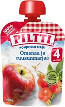 Piltti Pohjoisen Maut 90G Omenaa Ja Ruusunmarjaa Hedelmäsose 4Kk Annospussi (7613036722278)