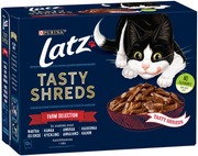 LATZ 12x80g Tasty Shreds Farm Selection kissanruoka (7613037528480)