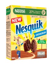 Nestlé Nesquik Cocoa Crush 360G Kaakaotyynyt Täysjyvävehnästä, Riisistä Ja Maissista Kaakaotäytteellä (34,5%)