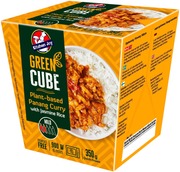 350G Kitchen Joy Green-Cube Kasvispohjainen Panang Curry, Soijaproteiinia Ja Jasmiiniriisiä, Pakasteateria