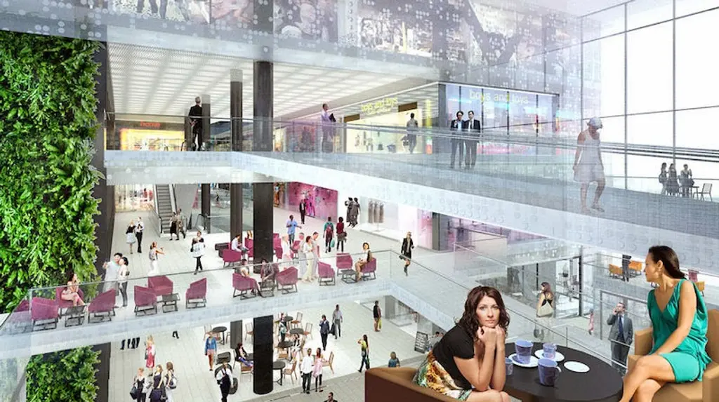 Havainnekuva kauppakeskuksen sisäosasta