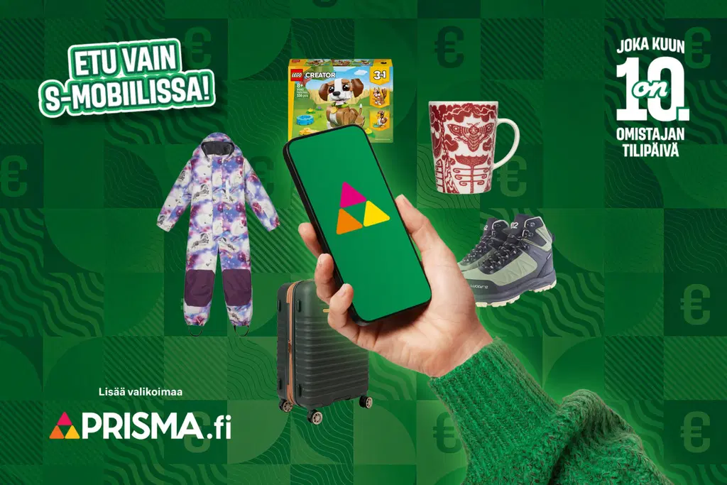 -10% Prisman käyttötavaratuotteista S-mobiilikupongilla 9.–11.10.2026