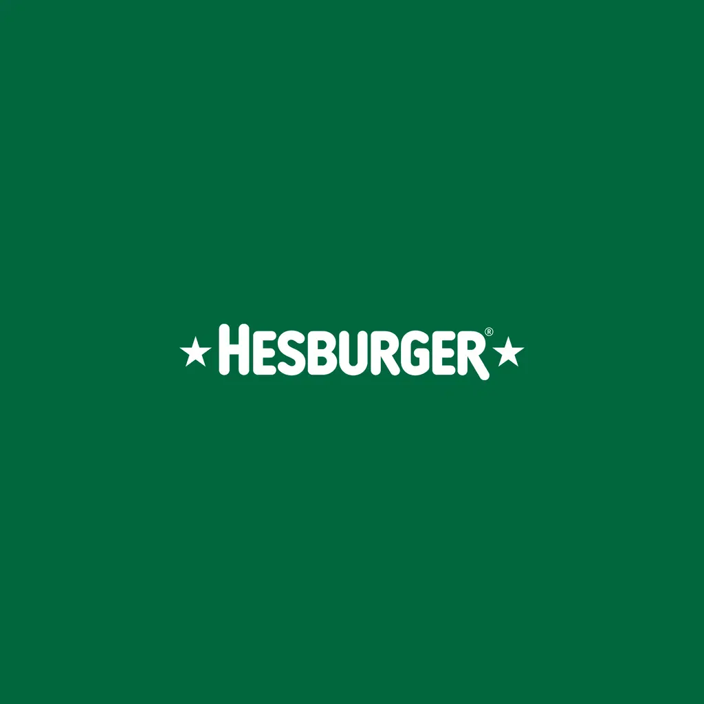 Hesburger-logo vihreällä taustalla.