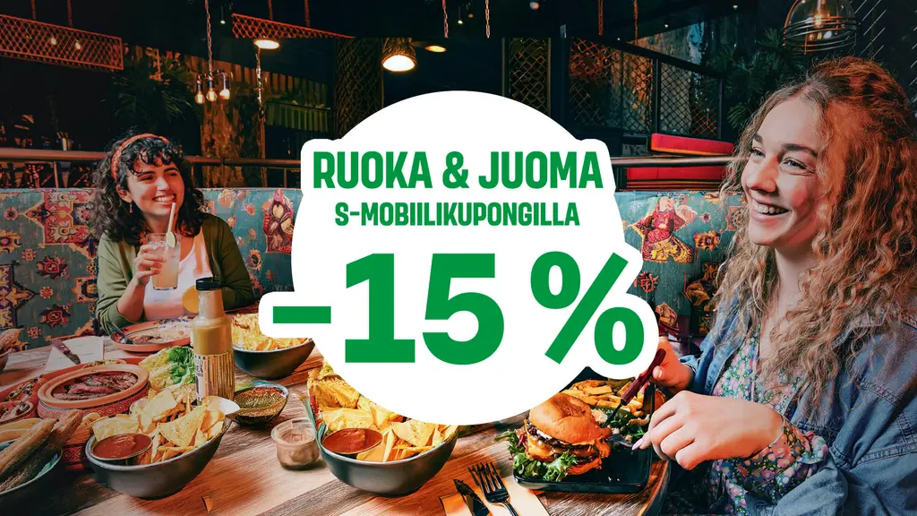 Ruoka & juoma S-mobiilikupongilla -15 %