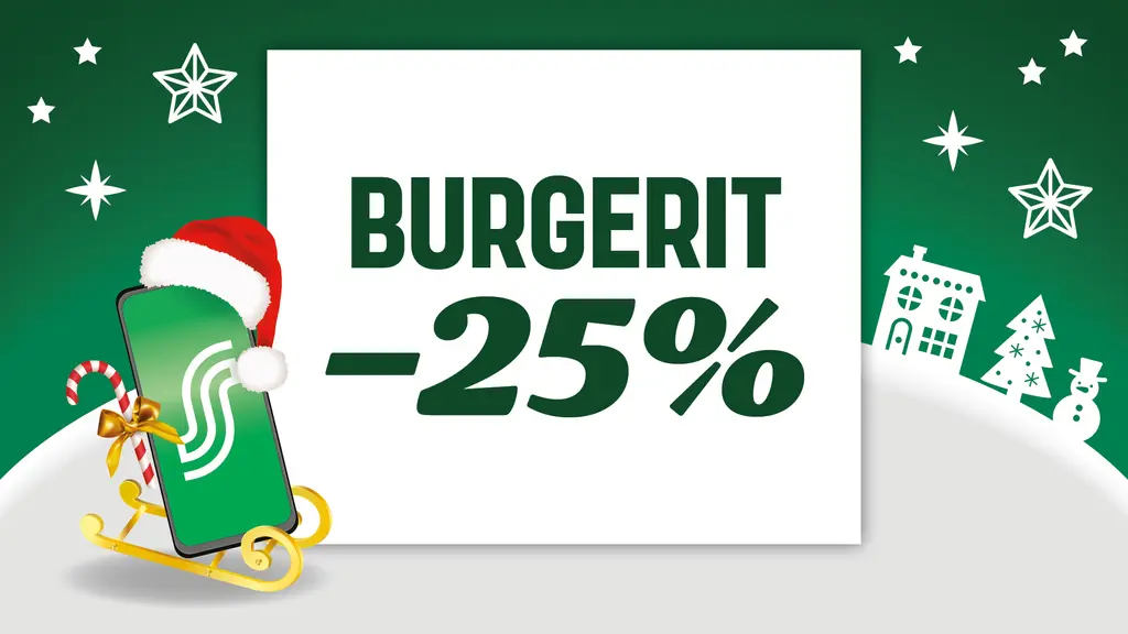 Jouluinen kännykkä kelkkailemassa talvimaisemassa.