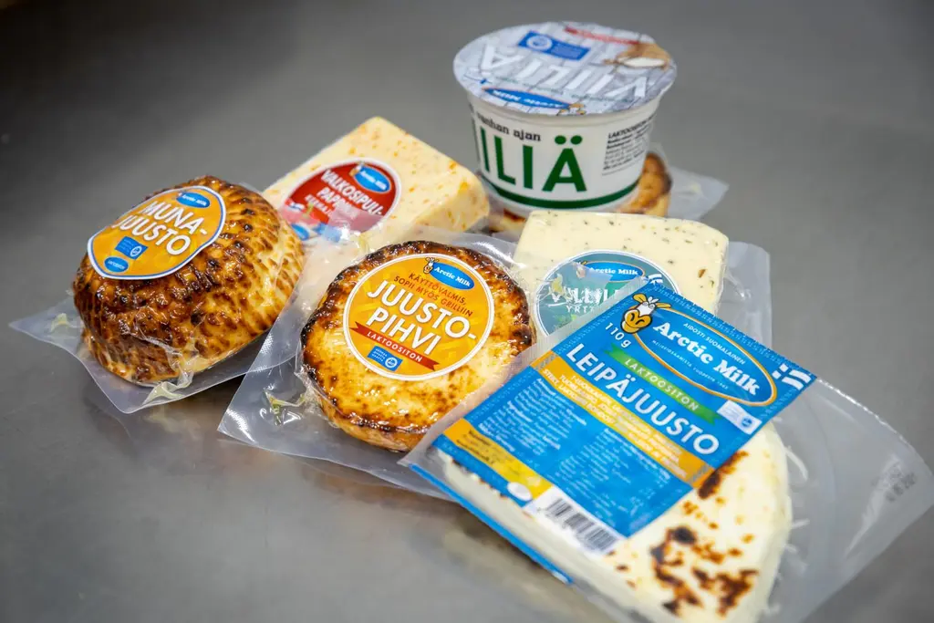 Arctic Milkin leipäjuusto ja juustopihvi läheltä kuvattuna. 