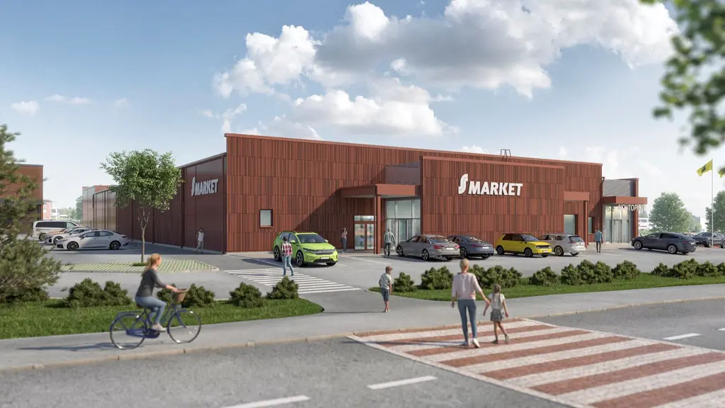 Havainnekuva uudesta S-market Muuramesta.