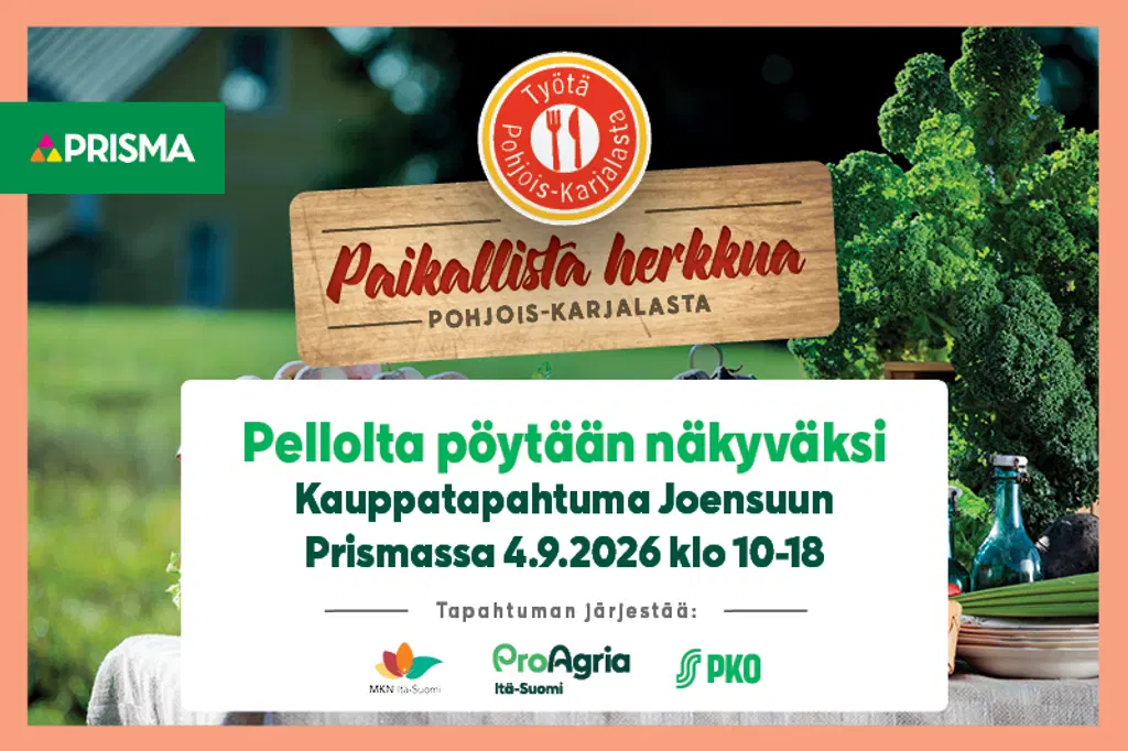 Paikallisten tuottajien kauppatapahtuma Joensuun Prismassa 4.9.2026