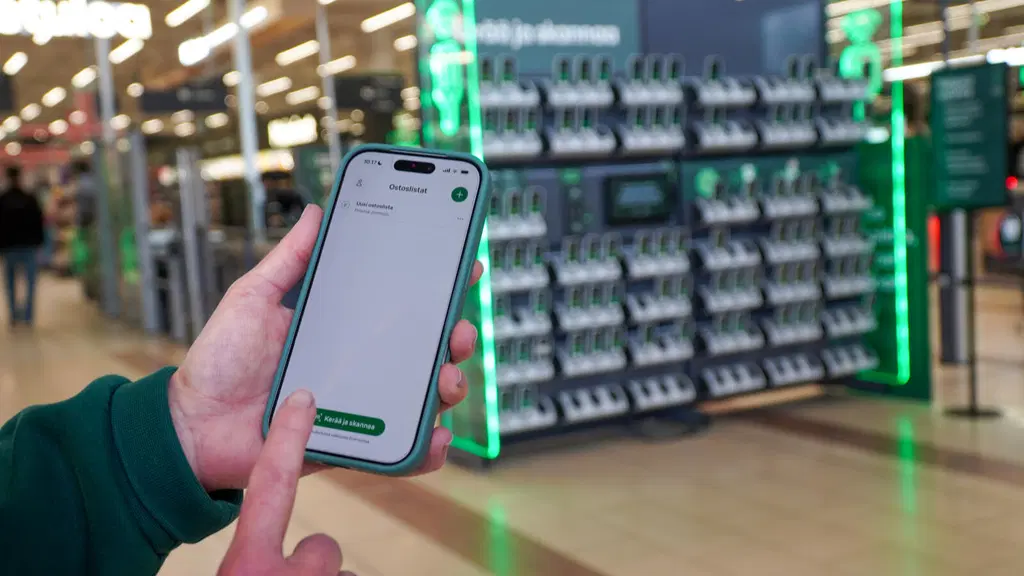 Prisma Joensuu Kerää ja skannaa -palvelu puhelimessa S-ostoslista applikaatiossa.