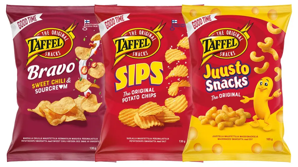 punaiset sipsipussit rivissä