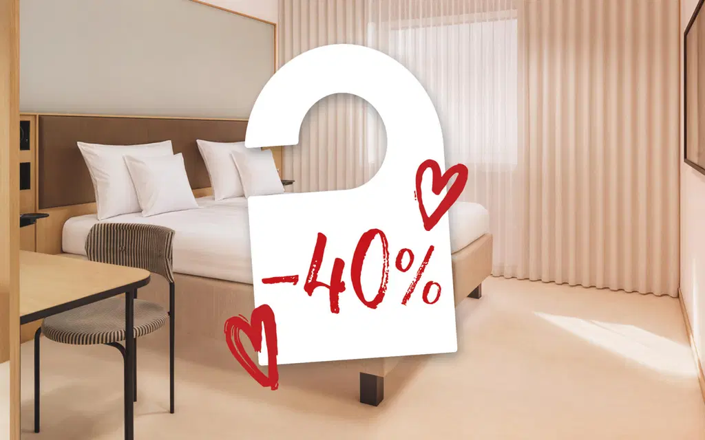 Hotellihuone ja -40% -maininta