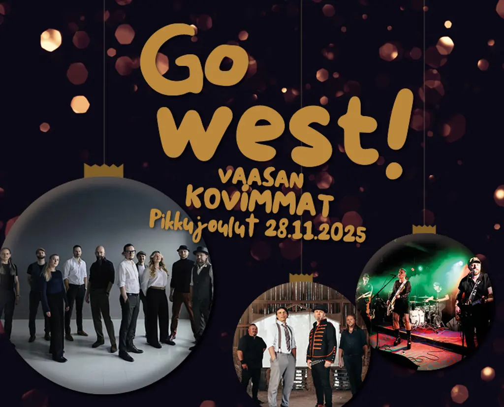 Kuva, jossa on Go West -tapahtuman logo sekä pääesiintyjien kuvat.