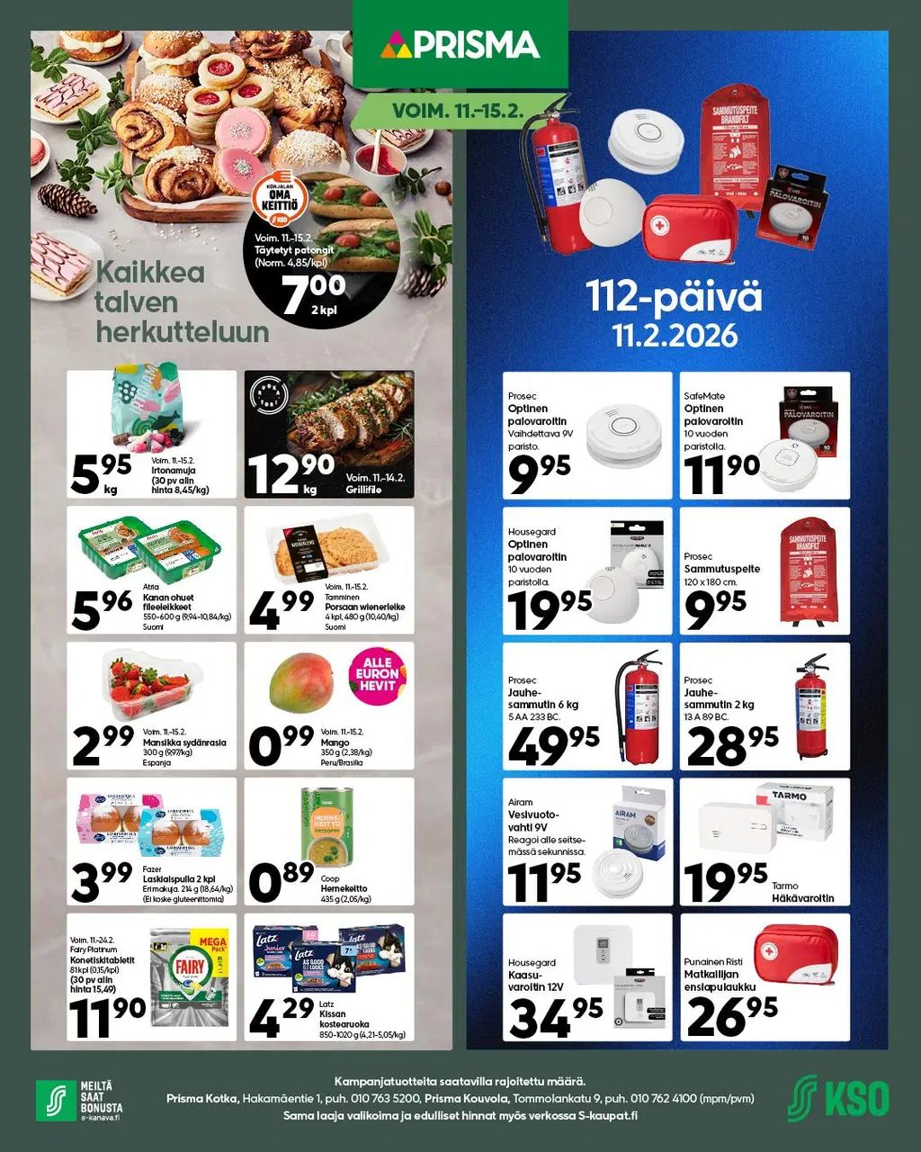 Prisma Kotkan ja Kouvolan tarjoukset 11.–15.2.2026