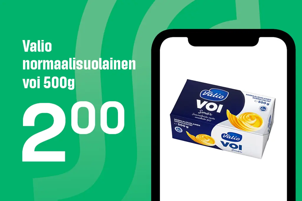 PKO:n kuukauden S-mobiili-etu marraskuu 2025: Valio normaalisuolainen voi 500g hintaan 2€! Näytä S-mobiilikuponki kassalla PKO:n marketeissa.