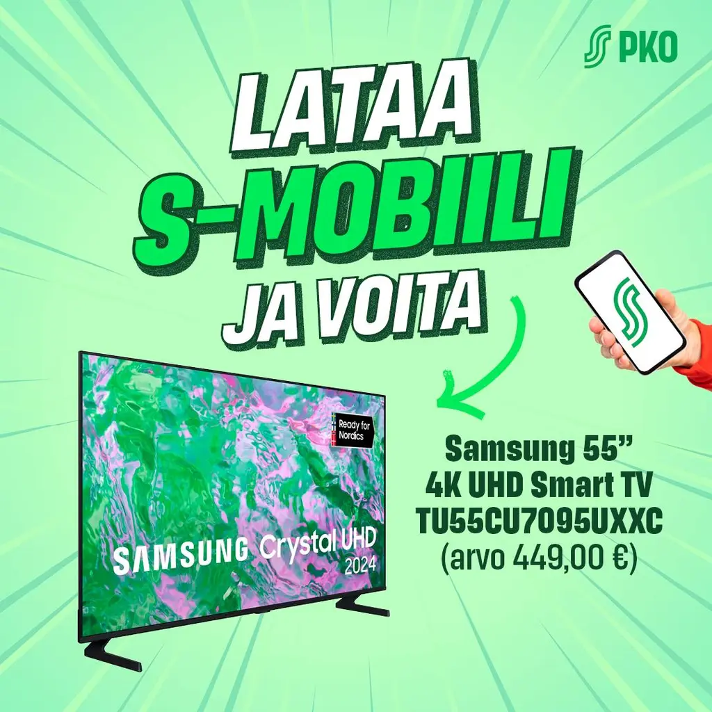 PKO:n S-mobiiliarvonta lokakuussa 2025: Samsung 55" televisio