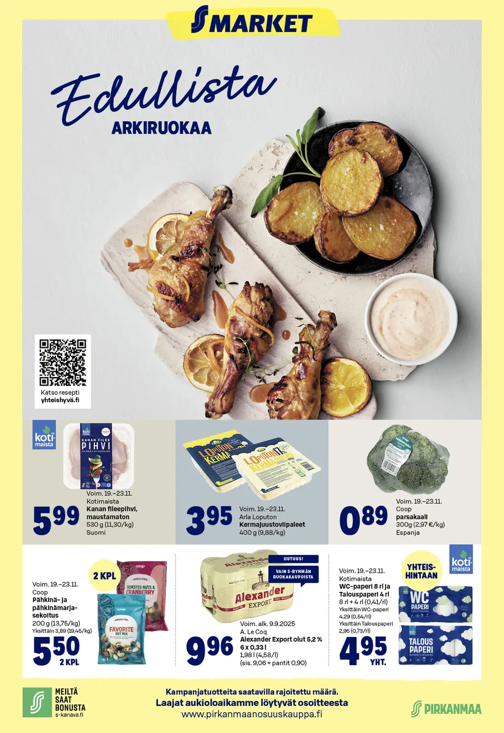 Edullista arkiruokaa S-marketista 19.–23.1.