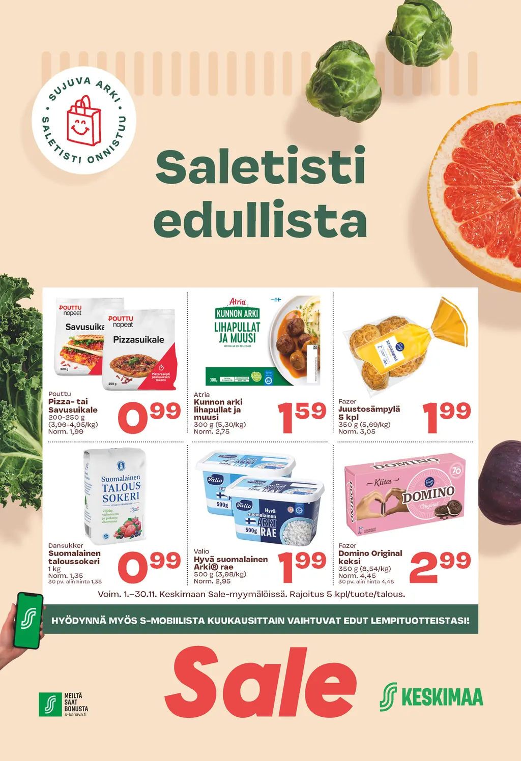 Keskimaan Sale-myymälöiden kuukauden tarjoustuotteet