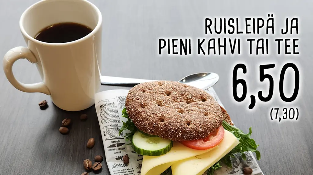 Kahvi tai tee ja ruisleipä 