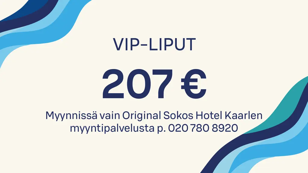 Mustakari Memoriesin VIP-liput 207 €. Myynnissä vain Kaarlen myyntipalvelusta.