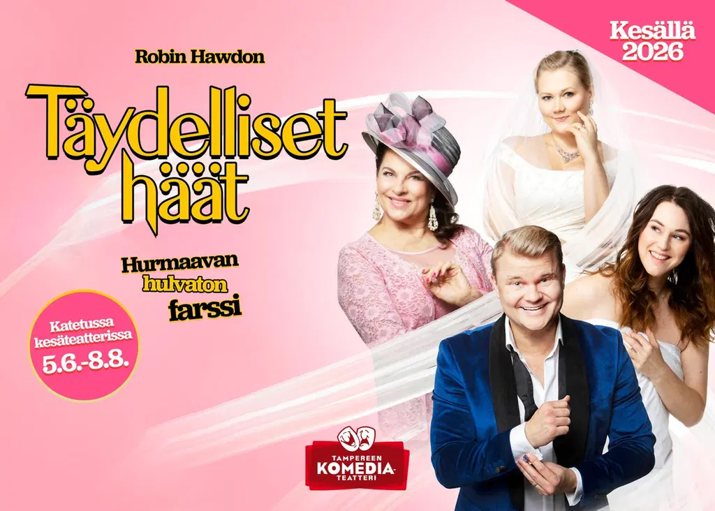 Robin Hawdon Täydelliset häät hurmaavan hulvaton farssi, katetussa kesäteatterissa 5.6.-8.8.