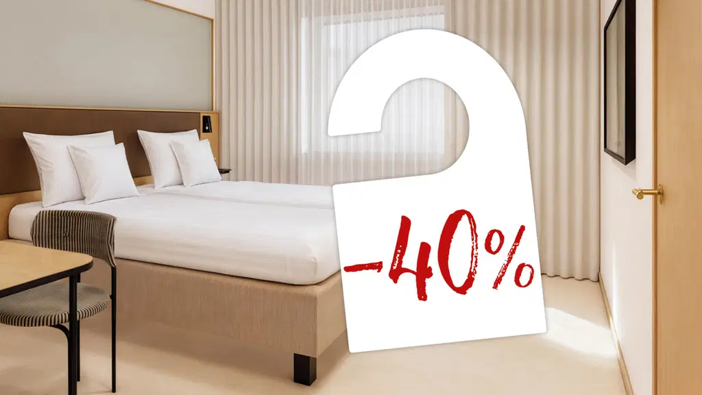 Hotellihuone ja -40% -maininta
