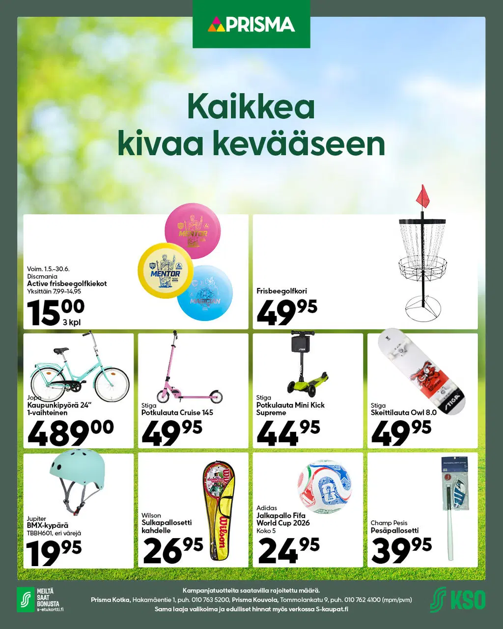 Prisma Kotkan ja Kouvolan Puutarhaosaston tarjoukset 20.–24.5.2026