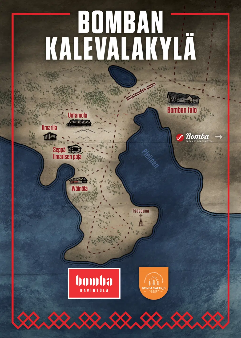 Bomba Kalevalakylä kartta