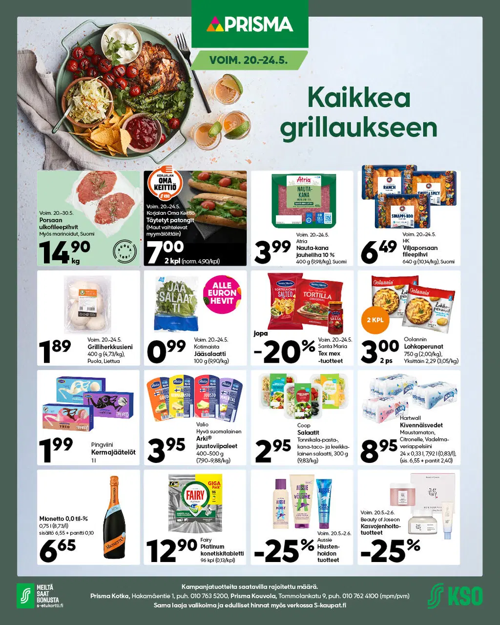 Prisma Kotkan ja Kouvolan tarjoukset 20.–24.5.2026